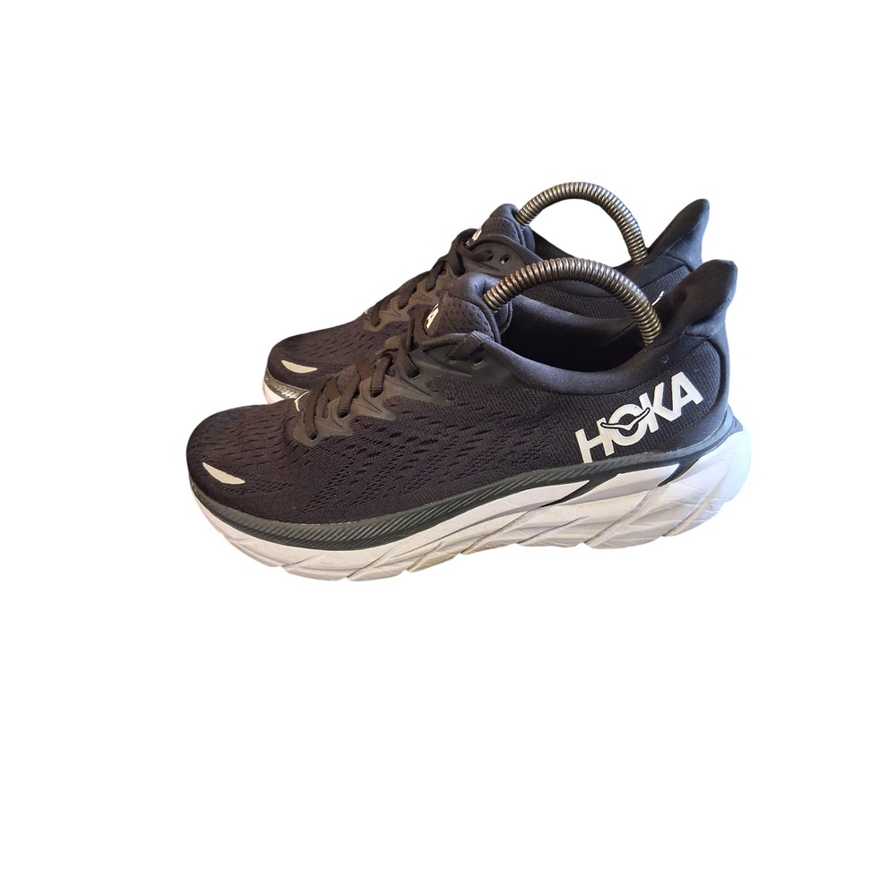 Hoka Clifton 8 Womens Running Shoes Black White 1119394 BWHT Size 8.5 B